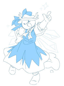 mart from nullscape but drawn in cirno's outfit from touhou project